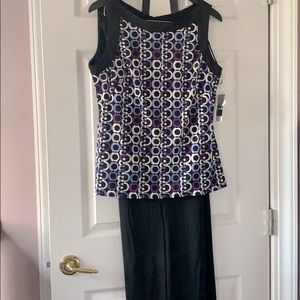 Studio 2-piece top and pant size 12 Black/Purple